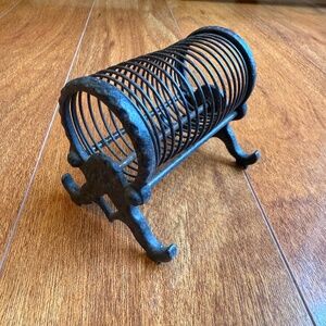 Antique Victorian Desk Cast Iron Metal Slotted Letter Card Holder K Diamond 4”.